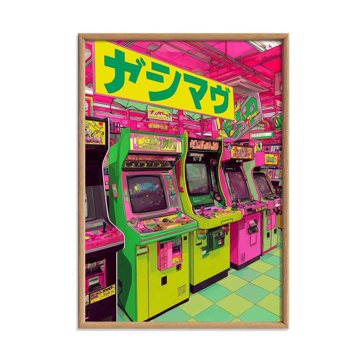 Japanese Arcade Art Print | Retro Gaming Wall Art | Neon Tokyo Poster | Gamer Room Decor