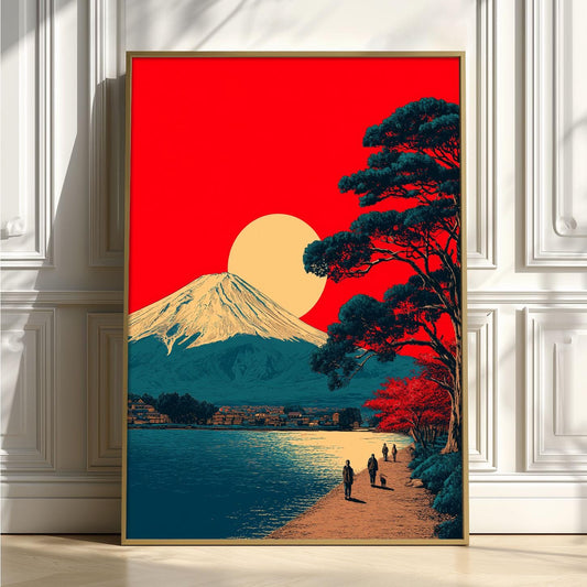 Mount Fuji Poster Print | Vintage Japanese Sunset Landscape Wall Art