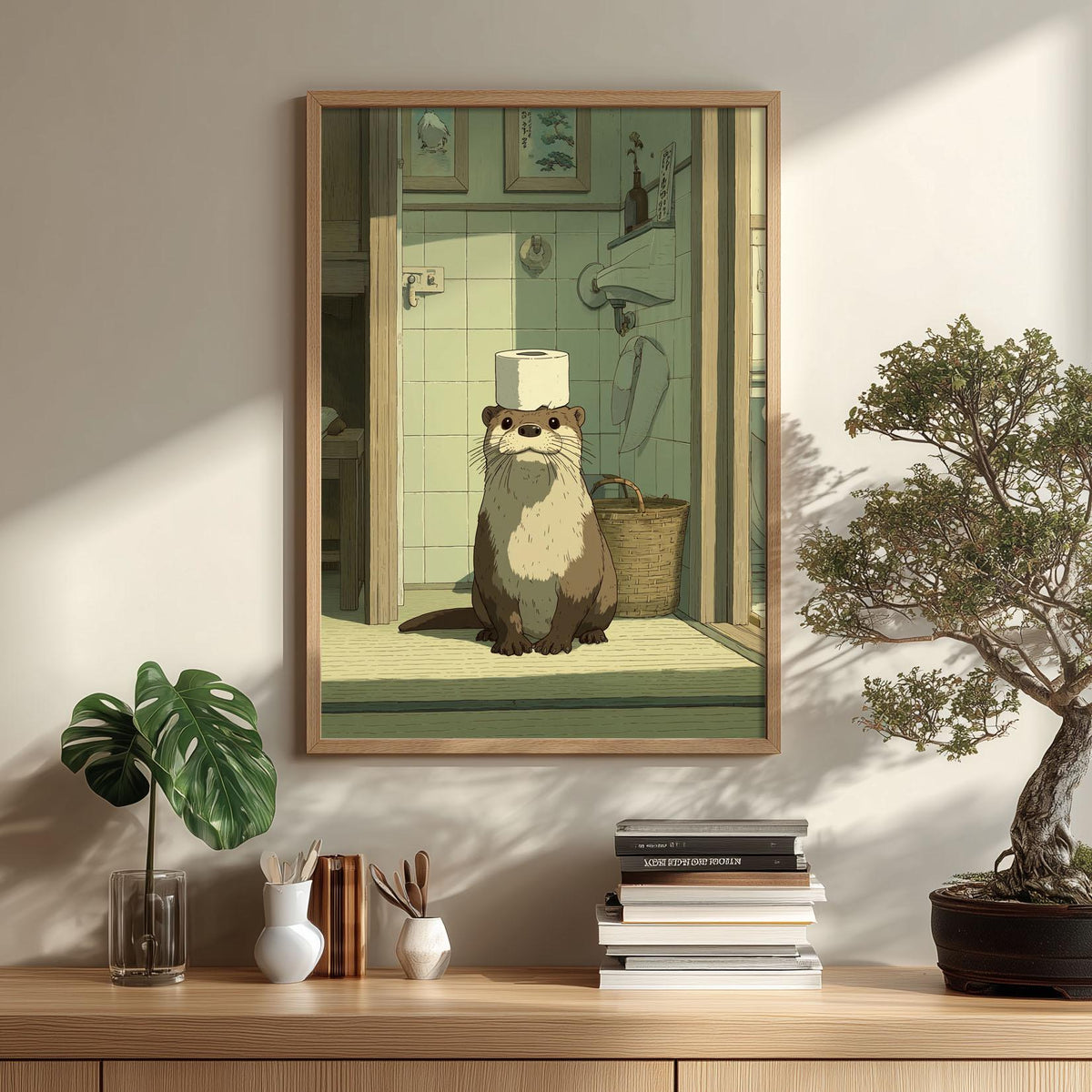 Otter Bathroom Print | Funny Toilet Wall Art | Whimsical Animal Poster | Quirky Bathroom Decor
