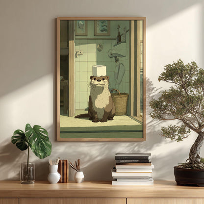 Otter Bathroom Print | Funny Toilet Wall Art | Whimsical Animal Poster | Quirky Bathroom Decor
