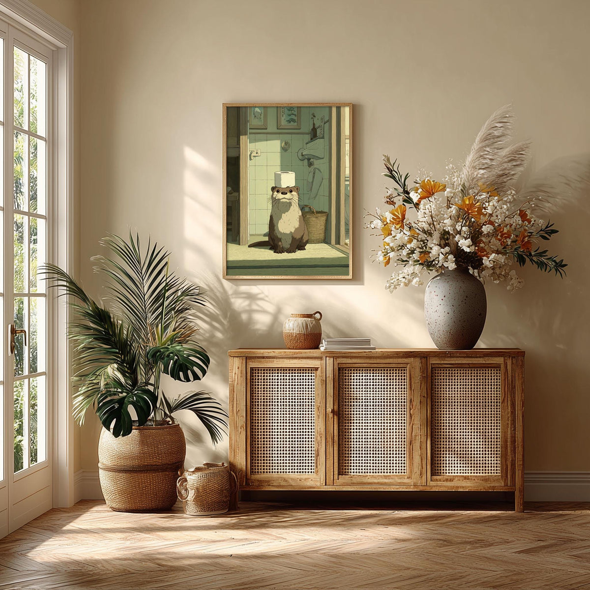 Otter Bathroom Print | Funny Toilet Wall Art | Whimsical Animal Poster | Quirky Bathroom Decor