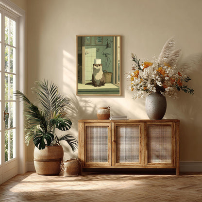 Otter Bathroom Print | Funny Toilet Wall Art | Whimsical Animal Poster | Quirky Bathroom Decor