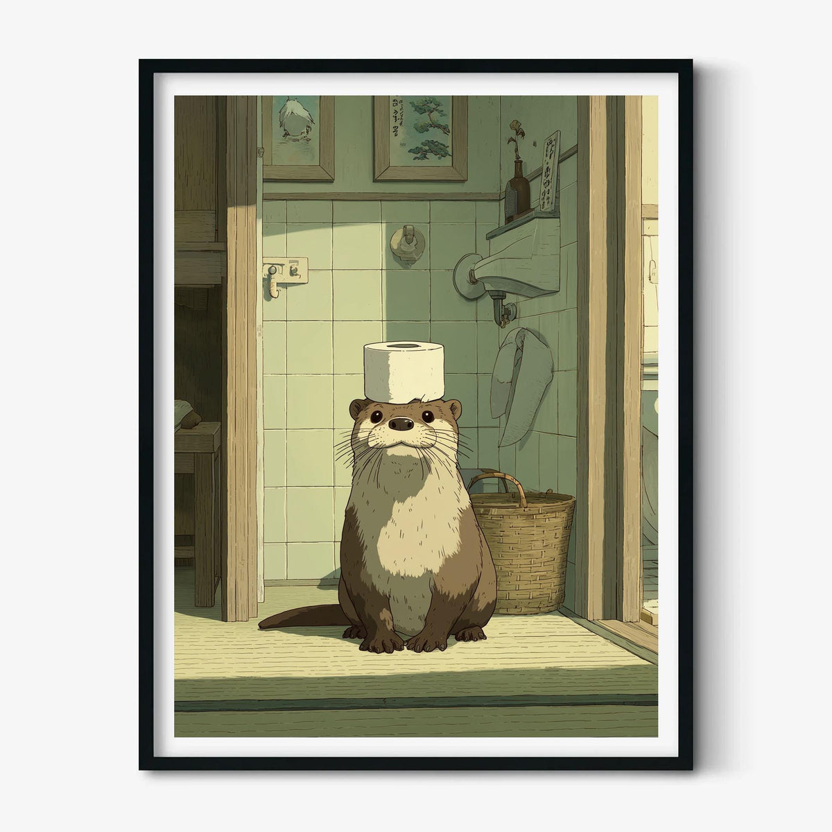 Otter Bathroom Print | Funny Toilet Wall Art | Whimsical Animal Poster | Quirky Bathroom Decor