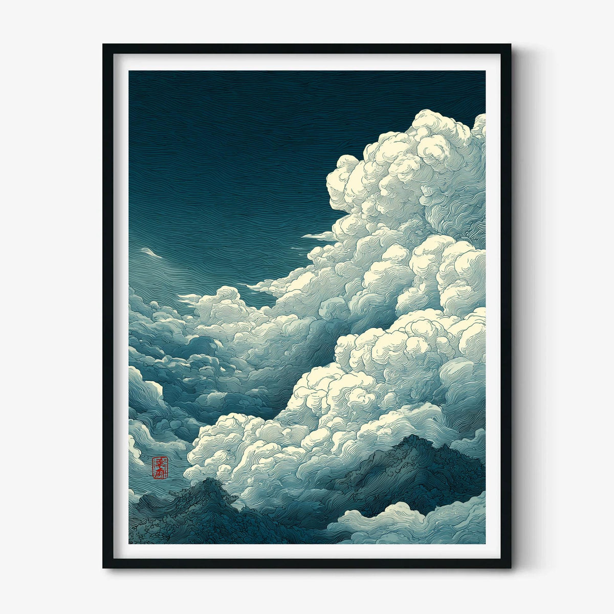 Cloud Print | Ukiyo-e Sky Wall Art | Japanese Cloud Poster | Mountain Landscape Decor