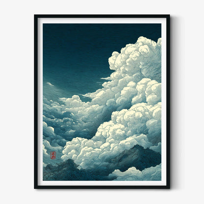 Cloud Print | Ukiyo-e Sky Wall Art | Japanese Cloud Poster | Mountain Landscape Decor
