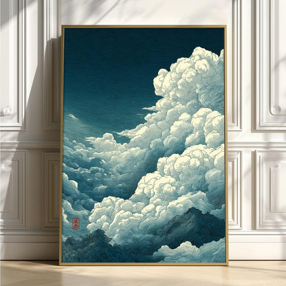 Cloud Print | Ukiyo-e Sky Wall Art | Japanese Cloud Poster | Mountain Landscape Decor