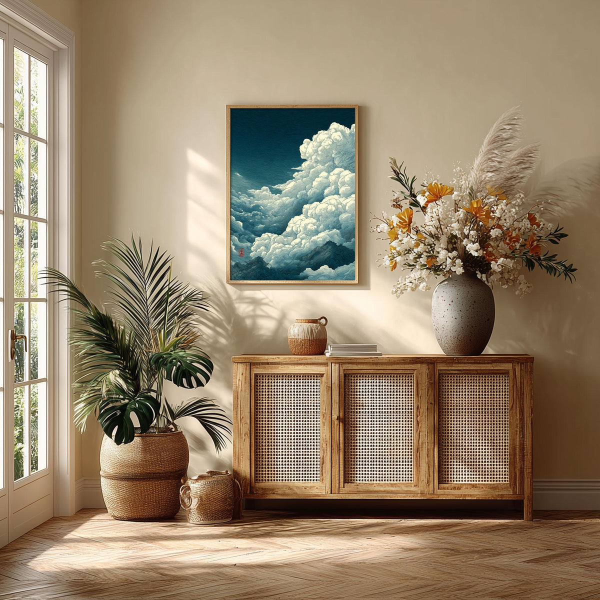 Cloud Print | Ukiyo-e Sky Wall Art | Japanese Cloud Poster | Mountain Landscape Decor