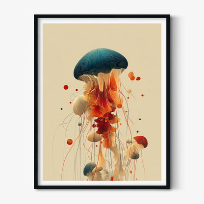 Jellyfish Wall Art Print, Ocean Animal Poster, Colourful Marine Print, Modern Coastal Decor