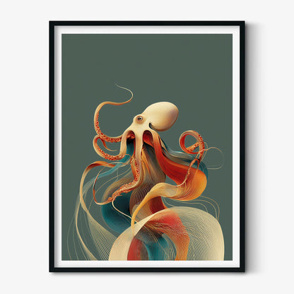 Octopus Poster | Colourful Wall Art | Modern Sea Creature Art Print | Coastal Ocean Decor