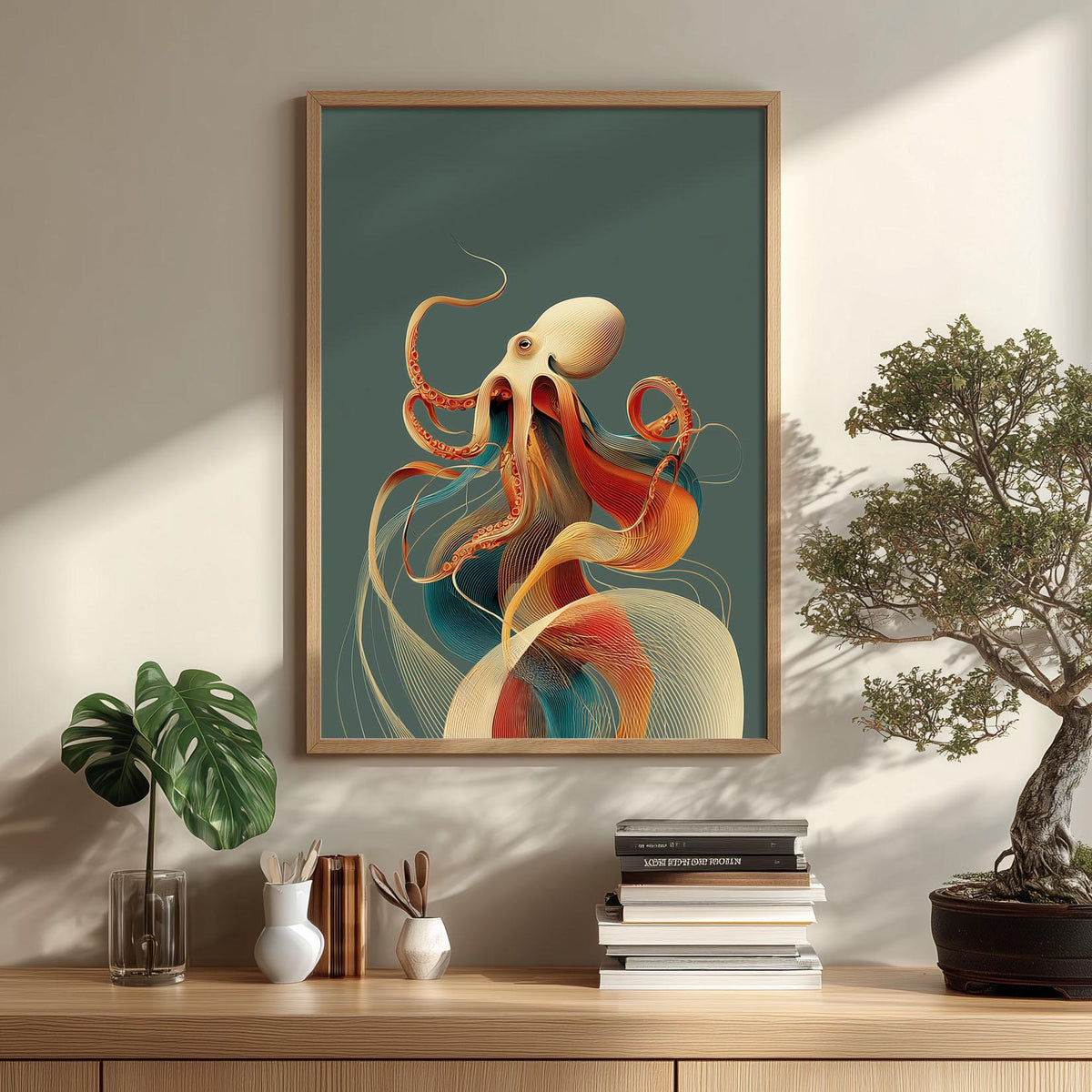 Octopus Poster | Colourful Wall Art | Modern Sea Creature Art Print | Coastal Ocean Decor