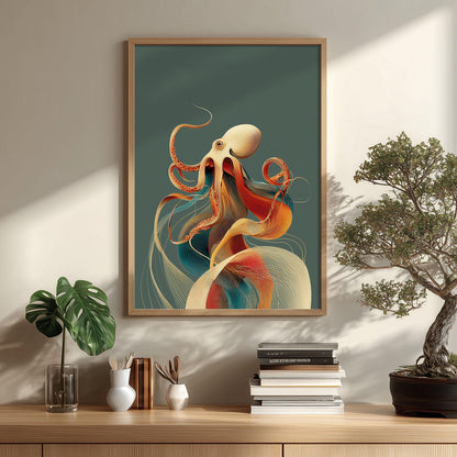 Octopus Poster | Colourful Wall Art | Modern Sea Creature Art Print | Coastal Ocean Decor