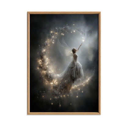 Fairy Moon Print – Fantasy Fairy Poster | Magical Night Sky Wall Art