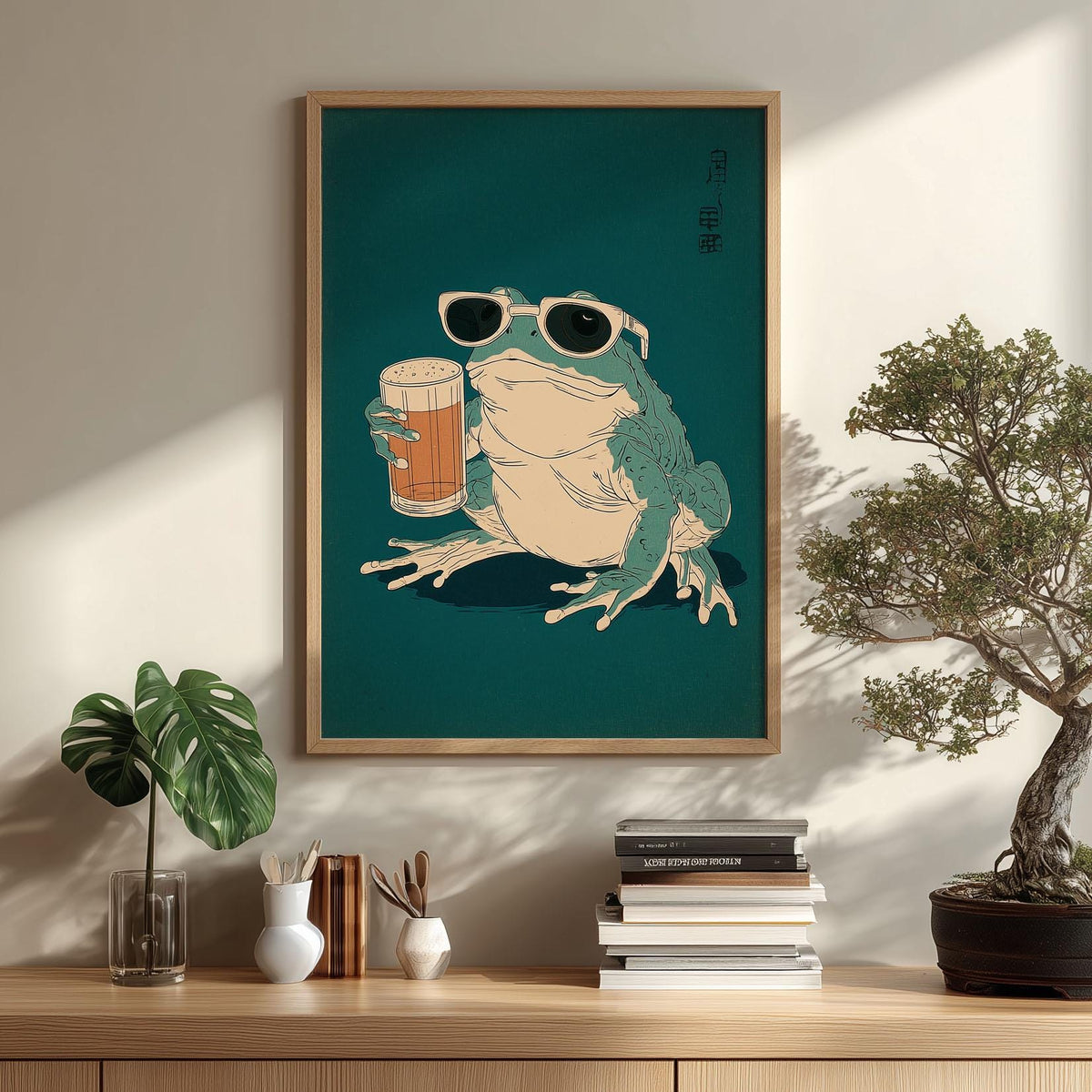 Beer Frog Poster Print, Funny Amphibian Wall Art, Quirky Pub Animal Decor