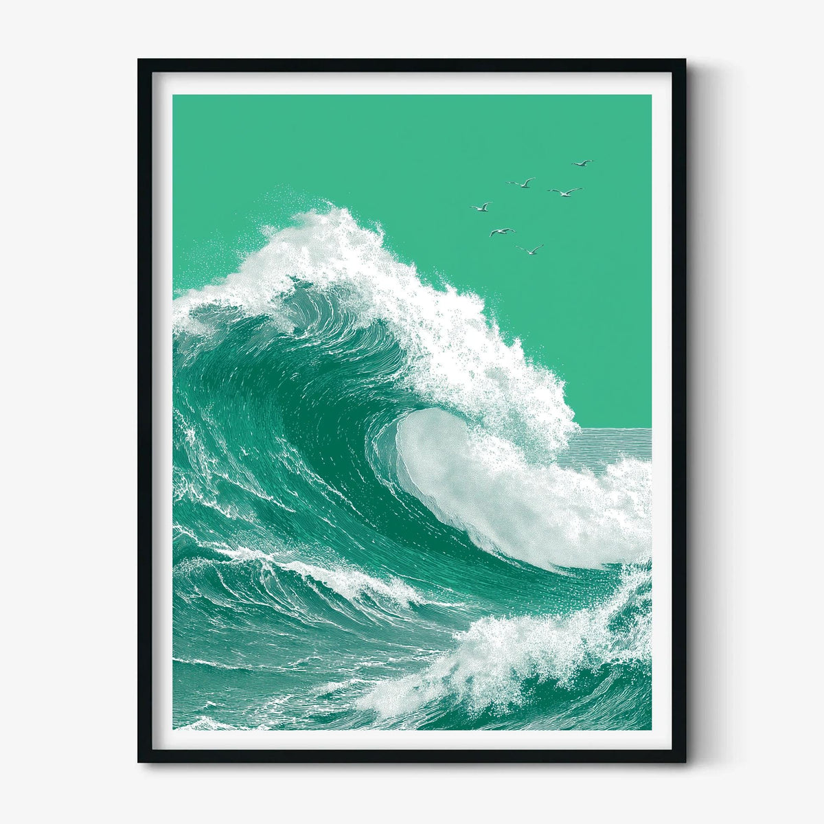 Ocean Wave Print, Coastal Graphic Style, Deep Navy Marine Decor