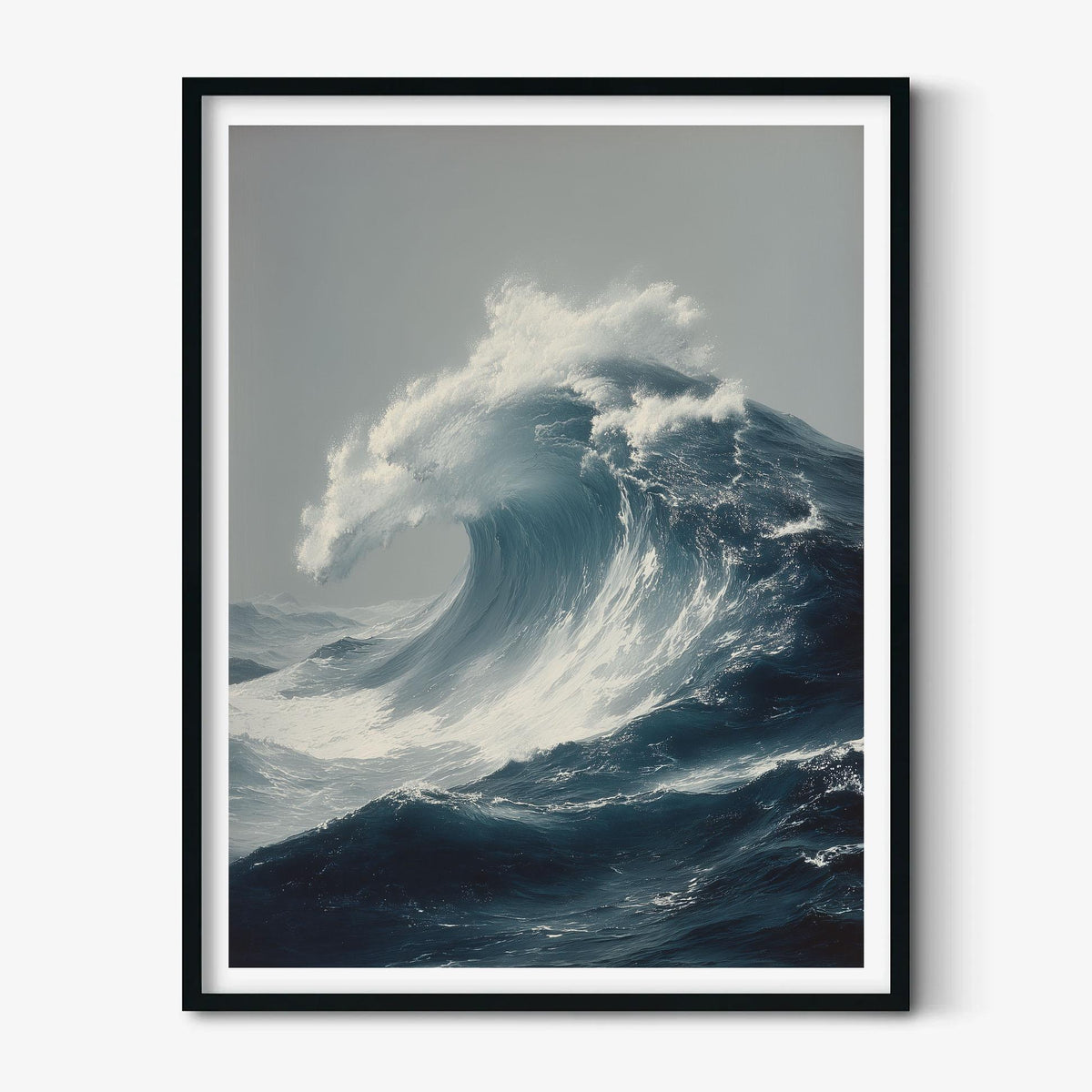 Huge Crashing Wave Art Print, Hyper Realistic Ocean Style, Dramatic Storm Sea Decor