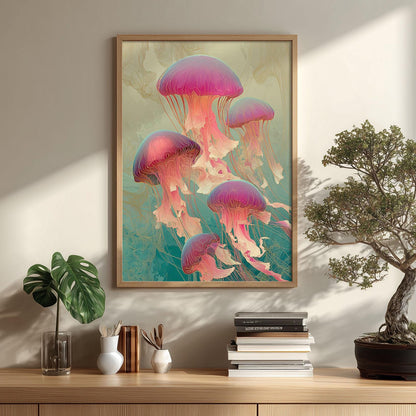 Pink Jellyfish Print, Art Nouveau Ocean Wall Art