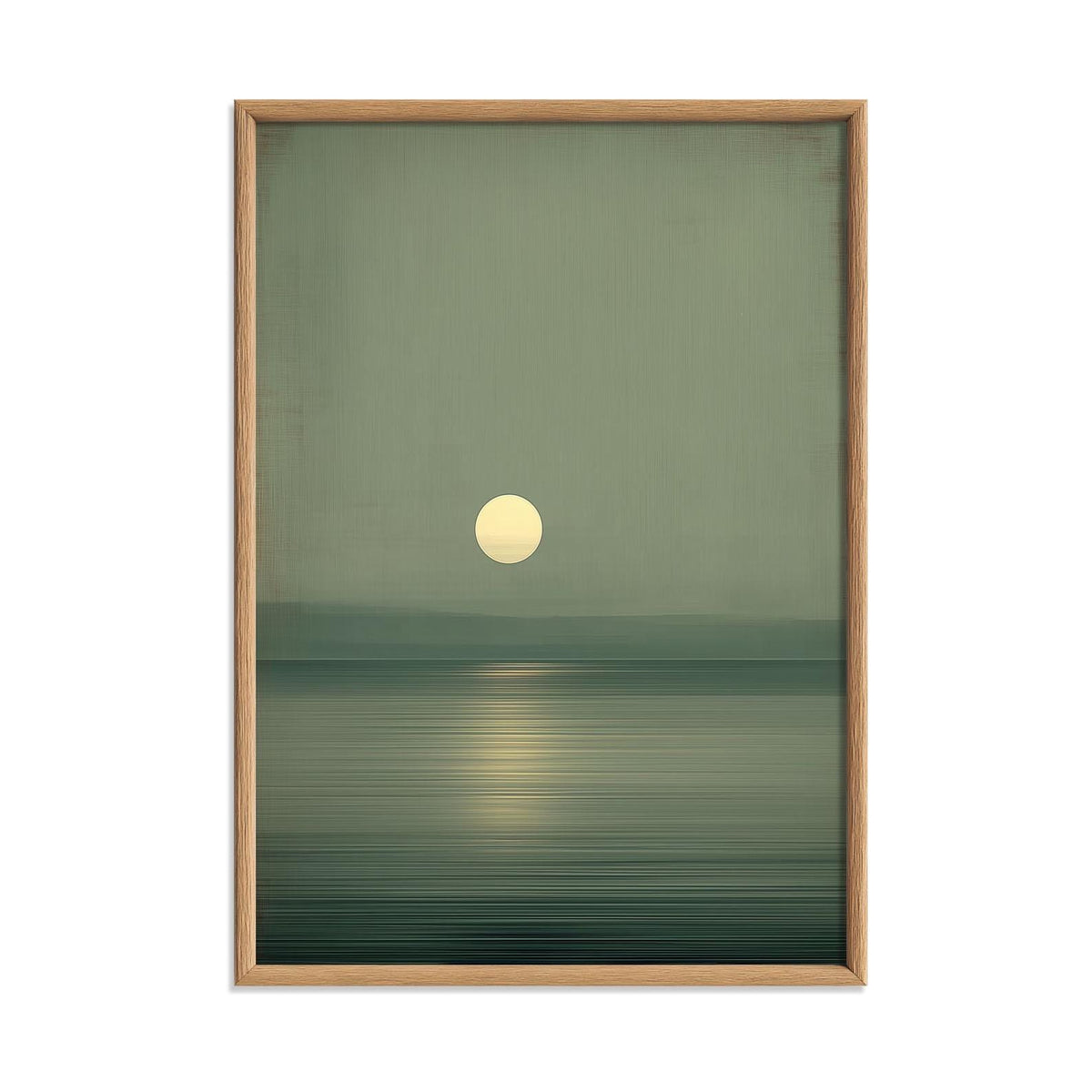 Sage Green Moon Poster, Minimalist Seascape, Wabi Sabi Wall Art