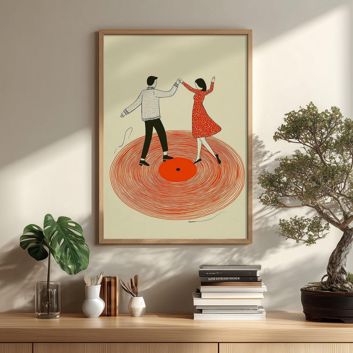 Dancing Couple Print, Vinyl Record Wall Art, Retro Music Poster, Romantic Home Decor