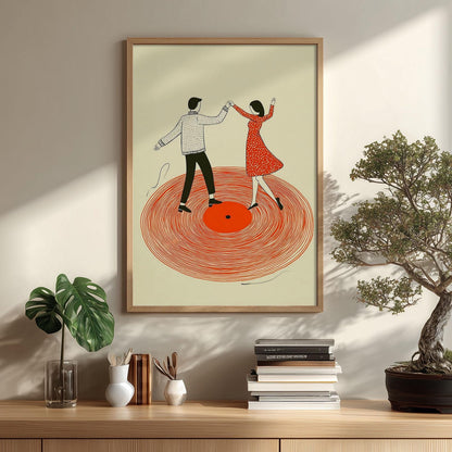 Dancing Couple Print, Vinyl Record Wall Art, Retro Music Poster, Romantic Home Decor
