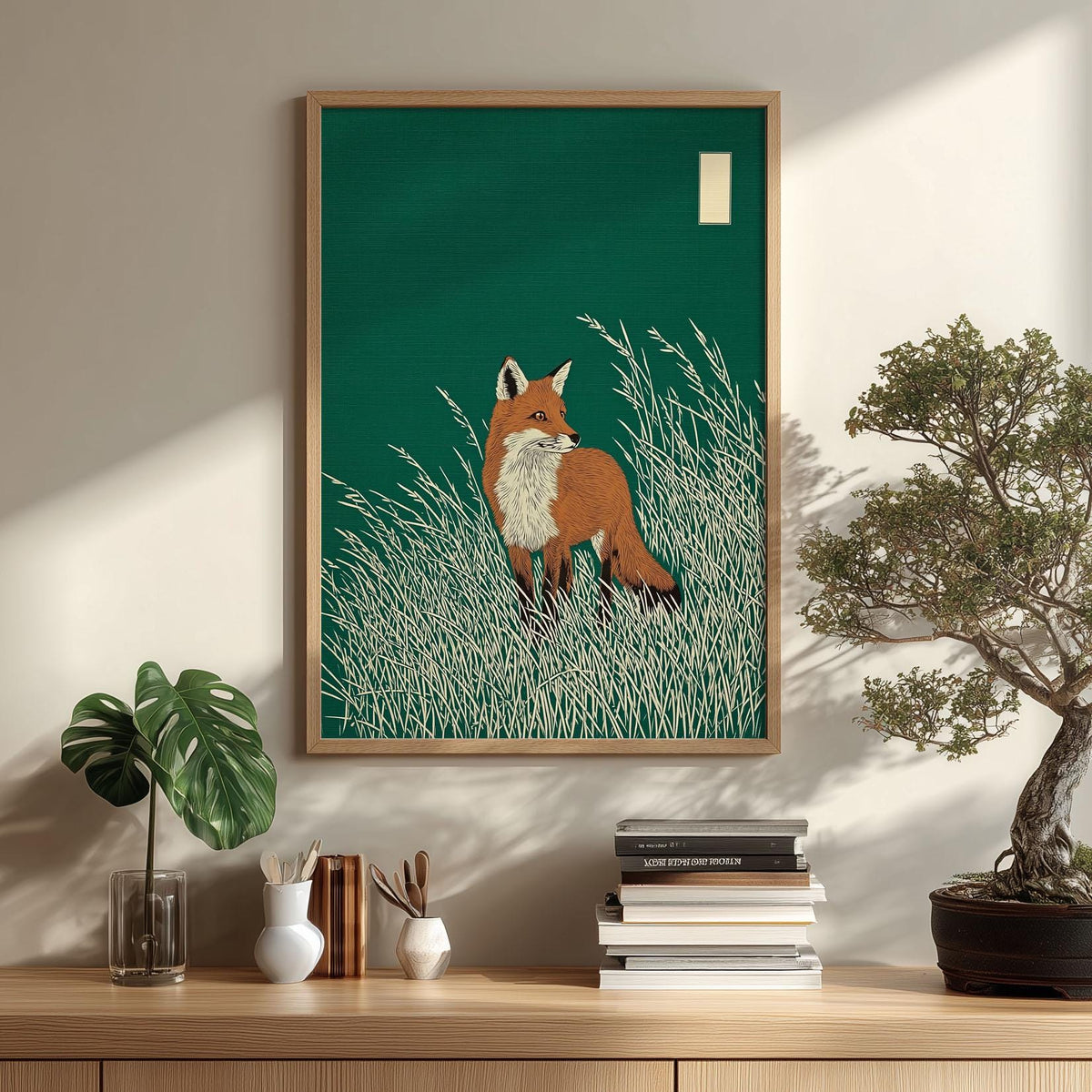 Fox Print, Woodland Animal Wall Art, Forest Poster, Minimalist Nature Home Decor