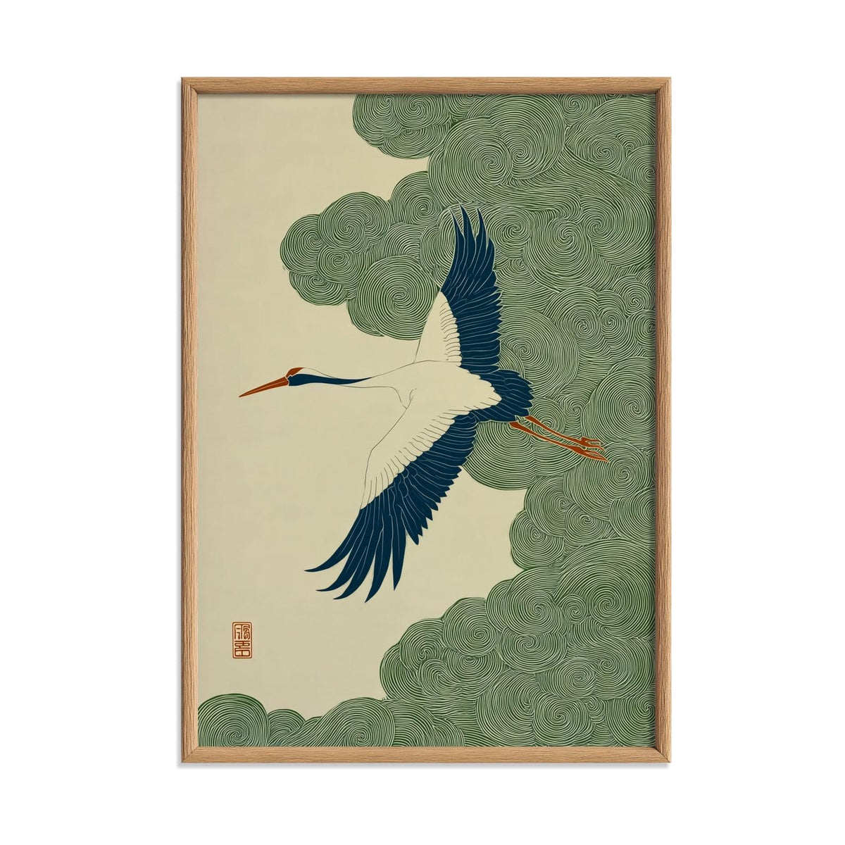 Japanese Crane Print, Bird Wall Art, Zen Nature Poster, Japandi Home Decor