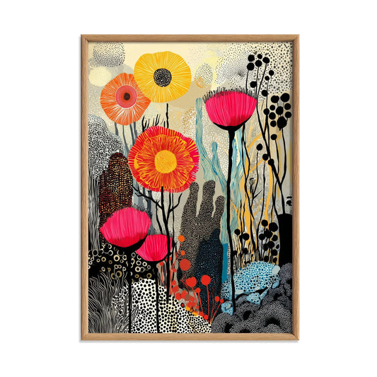Abstract Floral Print, Colourful Flower Wall Art, Modern Botanical Poster, Maximalist Home Decor