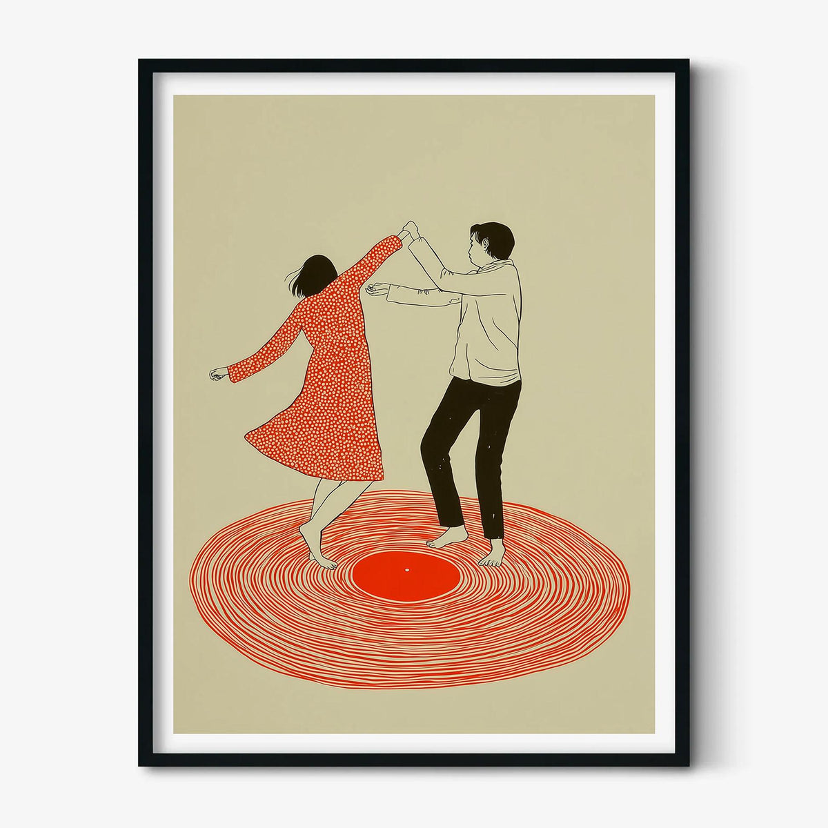 Dancing Couple Print, Vinyl Record Wall Art, Retro Music Poster, Romantic Home Decor