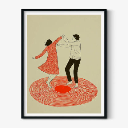 Dancing Couple Print, Vinyl Record Wall Art, Retro Music Poster, Romantic Home Decor