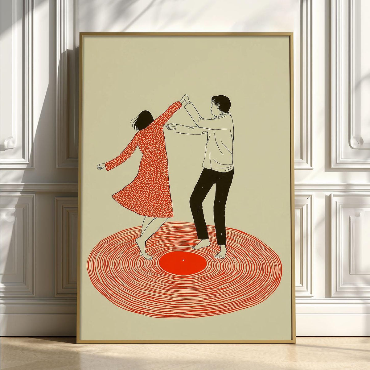 Dancing Couple Print, Vinyl Record Wall Art, Retro Music Poster, Romantic Home Decor
