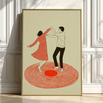 Dancing Couple Print, Vinyl Record Wall Art, Retro Music Poster, Romantic Home Decor