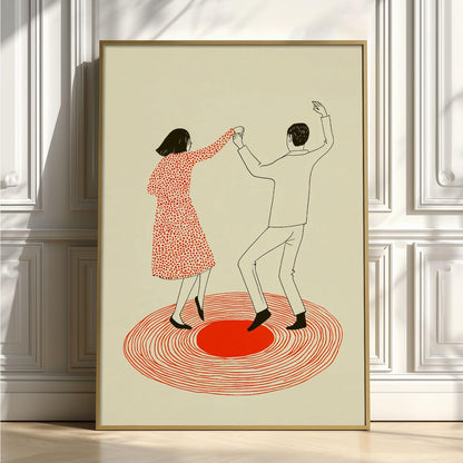 Romantic Dance Poster, Vinyl Wall Art, Couple Print, Minimalist Illustration