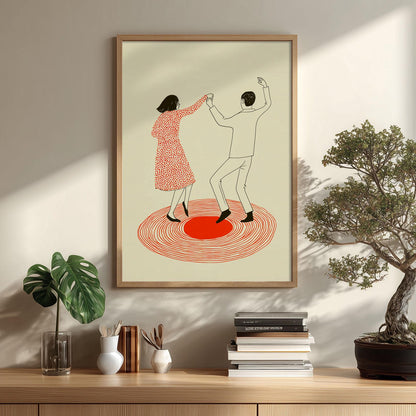 Romantic Dance Poster, Vinyl Wall Art, Couple Print, Minimalist Illustration