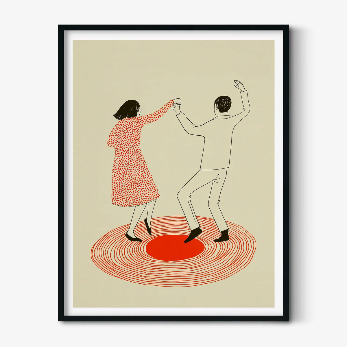 Romantic Dance Poster, Vinyl Wall Art, Couple Print, Minimalist Illustration
