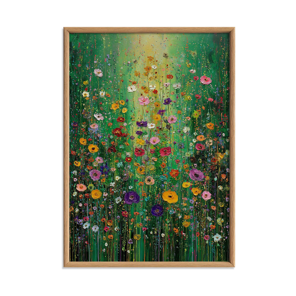 Wildflower Garden Painting, Floral Wall Art, Colourful Poster, Green Decor