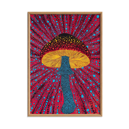 Bold Mushroom Poster, Polka Dot Print, Psychedelic Wall Art, Colourful Decor