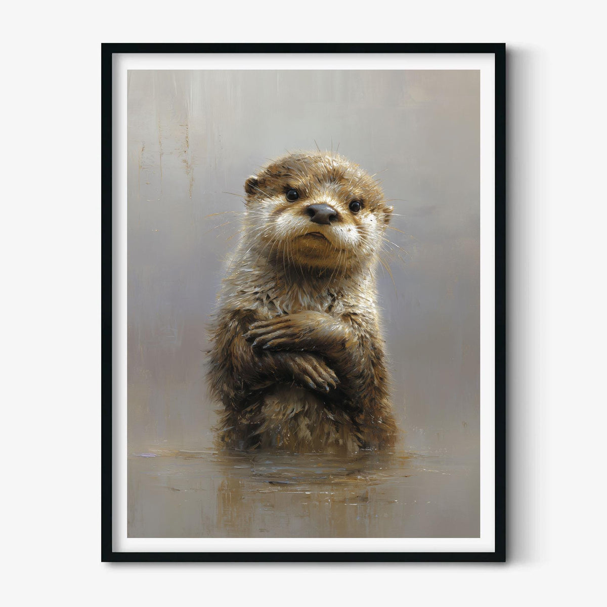 Otter Print, Wildlife Poster, Animal Wall Art, Neutral Illustration