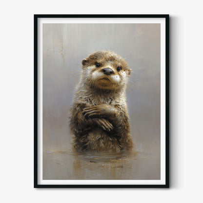 Otter Print, Wildlife Poster, Animal Wall Art, Neutral Illustration