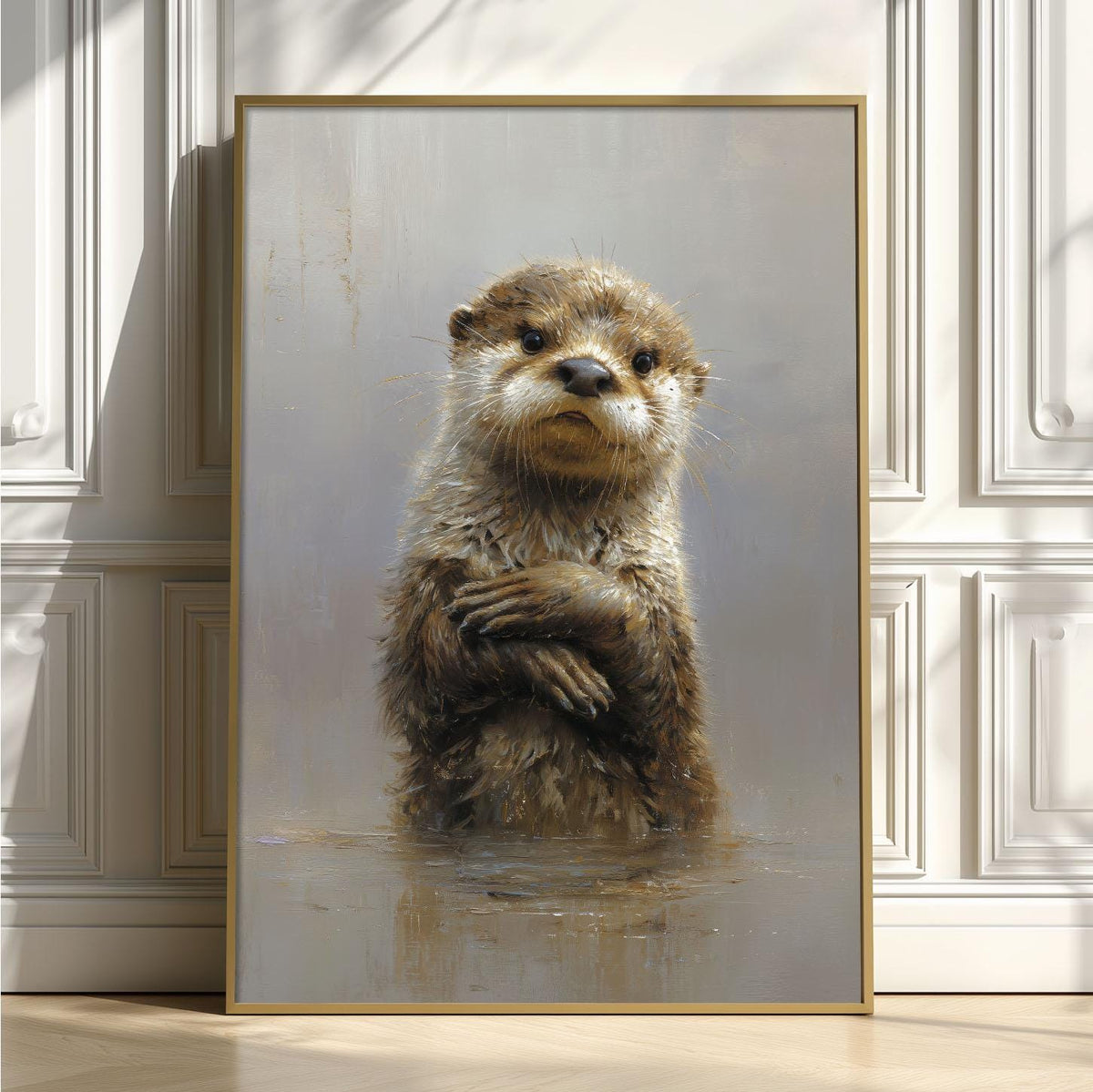 Otter Print, Wildlife Poster, Animal Wall Art, Neutral Illustration