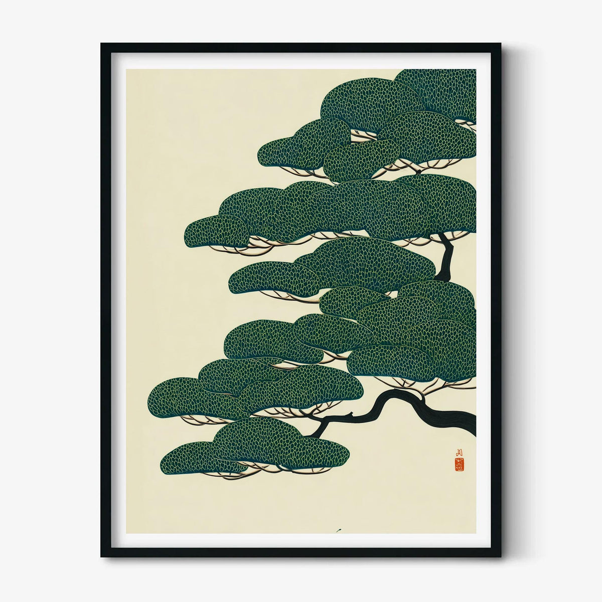 Japanese Tree Poster, Green Wall Art, Minimalist Decor