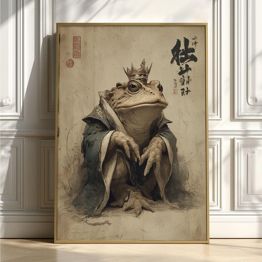 Toad King Print – Medieval Frog Portrait | Vintage Fantasy Wall Art