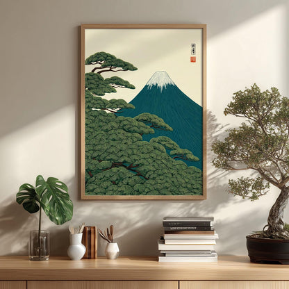 Japanese mountain art print - Mount Fuji wall decor - A3 A4 sizes