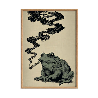 Japanese Frog Print – Retro Smoky Toad Poster | Vintage Wall Art