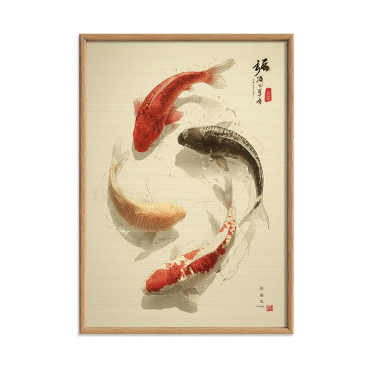 Koi fish wall art print | Japanese style fish artwork | Neutral home decor