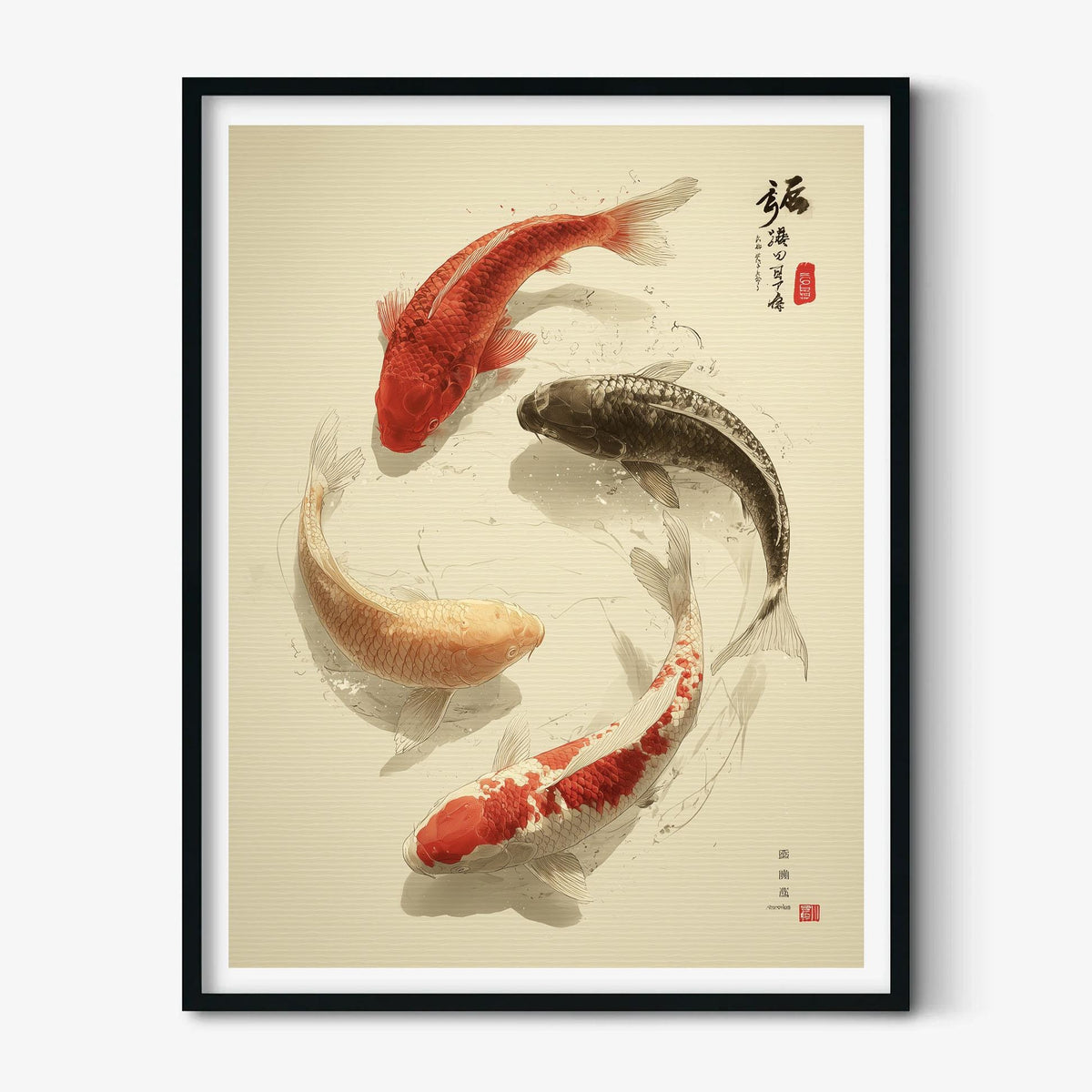 Koi fish wall art print | Japanese style fish artwork | Neutral home decor