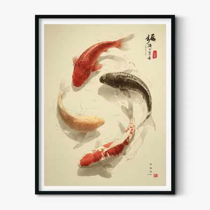 Koi fish wall art print | Japanese style fish artwork | Neutral home decor