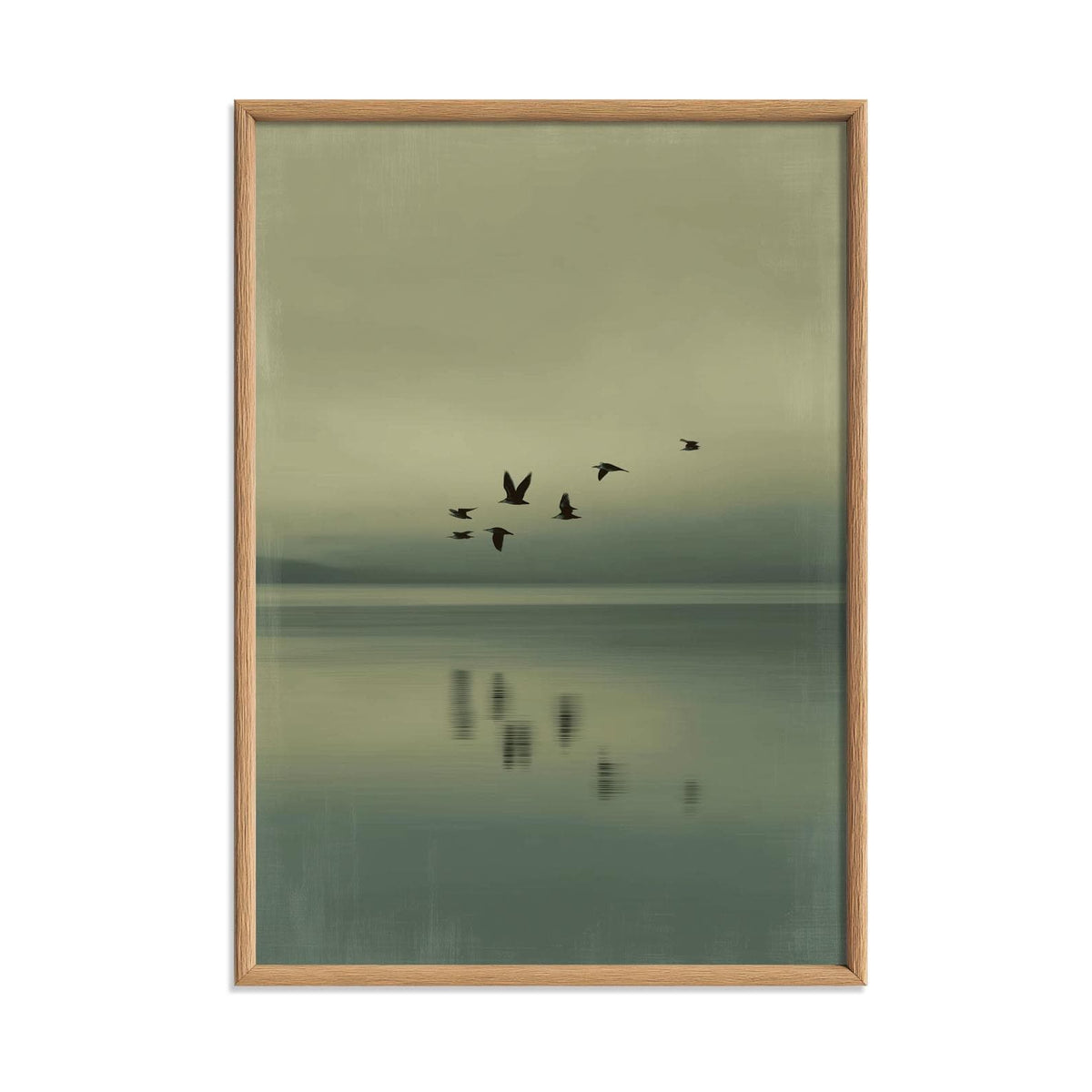 Flock of Birds Print - Minimalist Coastal Wall Art - Tranquil Ocean Wall Decor