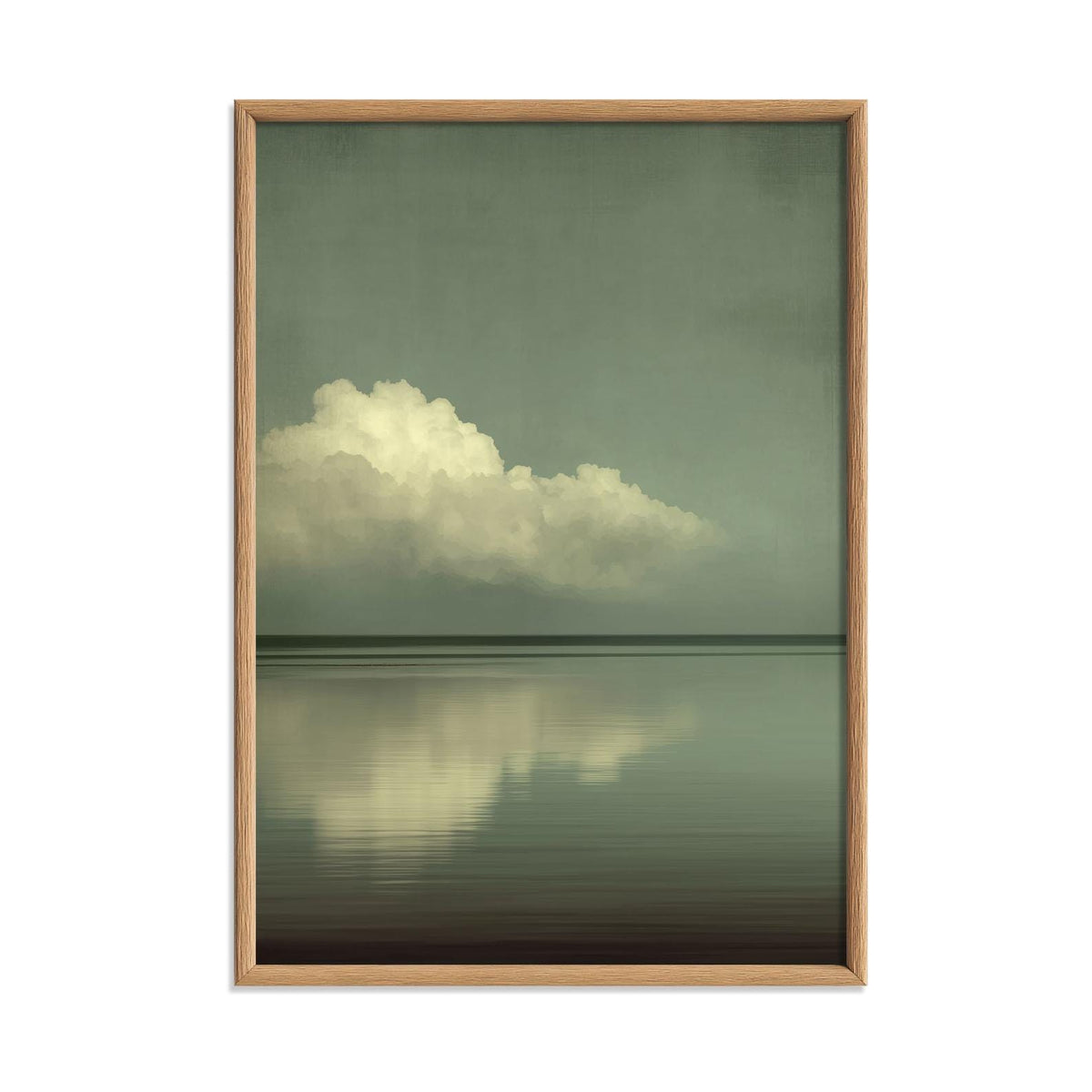 Cloud Seascape Poster, Sage Green Horizon, Minimalist Japandi Wall Art