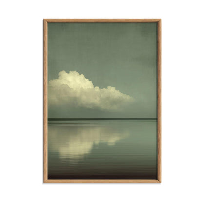 Cloud Seascape Poster, Sage Green Horizon, Minimalist Japandi Wall Art