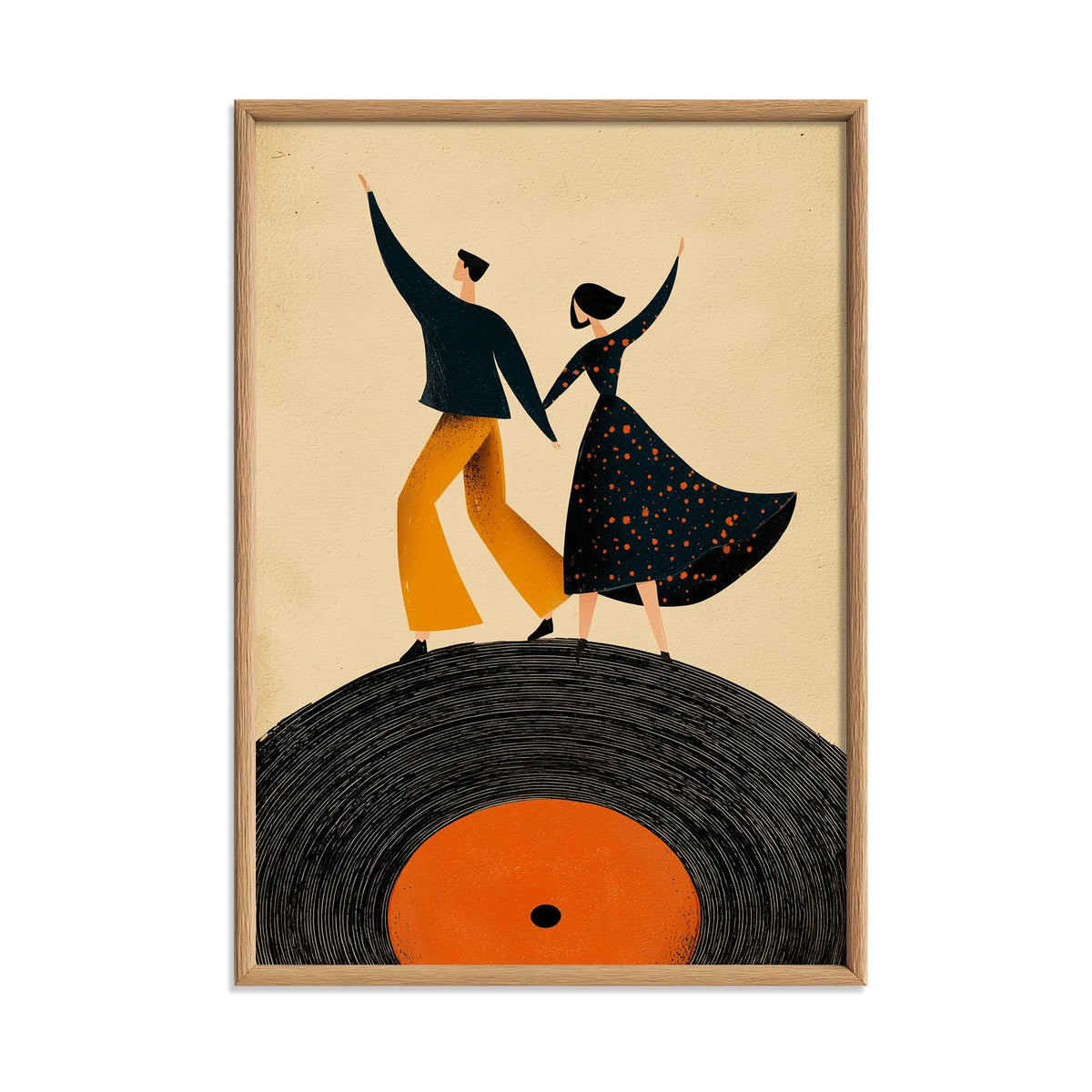 Dancing Couple Art Print, Retro Vinyl Record Poster, Mid-Century Music Decor