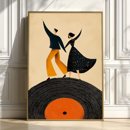 Dancing Couple Art Print, Retro Vinyl Record Poster, Mid-Century Music Decor